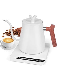 Buy Electric Gooseneck Kettle Electric Coffee Kettles with Temperature Indicate 1L Ultra Fast Boiling Hot Water Kettle 304 Stainless Steel Automatic Temperature Control and Constant Temperature, 1000W (Wood Grain White) in Saudi Arabia