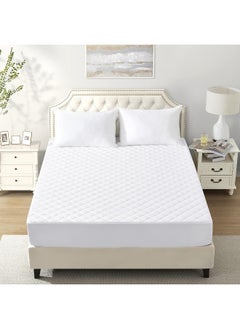 Buy Somer Field - Quilted Fitted Stretchable Mattress Pad - All Side Elastic Deep Pocket - Hypoallergenic - Machine Washable Mattress Topper - White (180 X 200+30 CM) in UAE