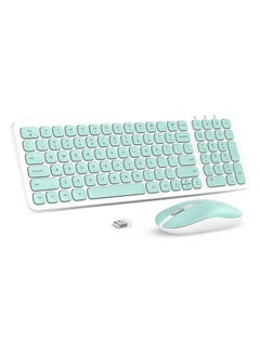 Buy AWH Wireless Keyboard Mouse Combo, Compact Full Size Wireless Keyboard and Mouse Set Less Noise Keys 2.4G Ultra, LIGHT GREEN in UAE