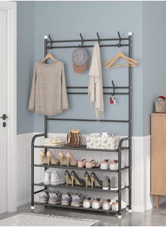 Buy Shoe Rack, Coat Rack Multifunctional Coat Rack with 6 Hooks 4-tier Shoe Rack Bag Rack Shoe Box Rack Multi-scene in UAE