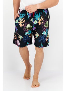 Buy Men Allover Print Swimwear Short, Black Combo in UAE