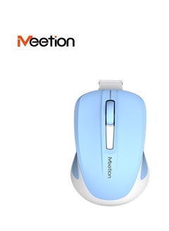 اشتري MEETION MiniGo Small Travel 2.4Ghz Cordless Silent Computer Cute Mini Rechargeable Laptop Wireless Mouse (8CM) blue color في الامارات