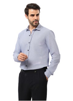 اشتري Regular Fit Navy Blue & Beige Plaids Comfy Shirt - Dark Blue في مصر