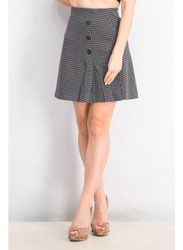 Buy Women Checkered Mini Skirt, Black/Grey in Saudi Arabia