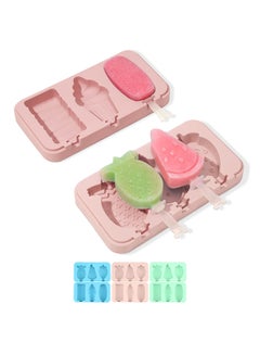 Buy Jocuu Silicone Fruit & Ice cream PoPiecesicle Molds, Set of 2 - Stackable, Non-stick, BPA Free Freeze PoPieces for Ice Cream, Chocolate, Yogurt, Ice Cubes, Jelly & Baby Food Supplements (Pink) in Egypt