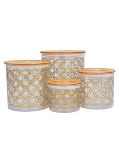 Buy A Set Of Round Plastic Containers Embossed With Golden Circles 4 Pieces in Saudi Arabia