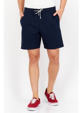 Buy Men Solid Drawstring Basic Short, Navy in UAE