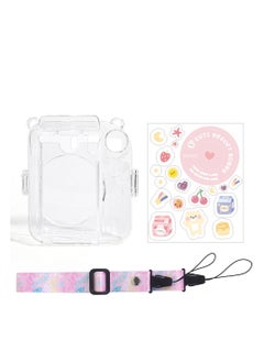 Buy 3 Pack Clear Camera Case Compatible with Fujifilm Instax Mini 12 Instant Camera, Mini 12 Hard Case with Photo Pocket Holds on Back and Adjustable Shoulder Strap & Cute Camera Sticker in Saudi Arabia