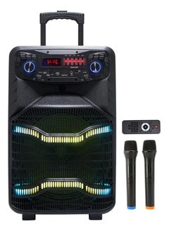 Buy Karaoke Speaker Set with 2 Mic and Remote Control | Rechargeable Speaker with FM Radio and Voice Recording with USB/SD/AUX/MMC | Portable Bluetooth Speaker with LED Lights in Saudi Arabia