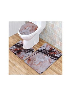 Buy -Set Bathroom Anti-Slip Pedestal Rug + Lid Toilet Cover + Bath Mat in Saudi Arabia