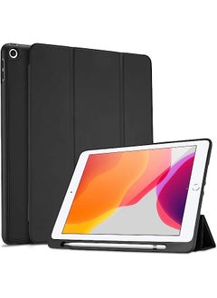 Buy Ipad 10.2 9Th Gen 2021 / 10.2 8Th Gen 2020 / 7Th Generation 2019 With Pencil Holder, Flexible Soft Tpu Back Cover Ultra Slim Lightweight Stand Protective Case For Apple Ipad 9/8/7 -Black in UAE