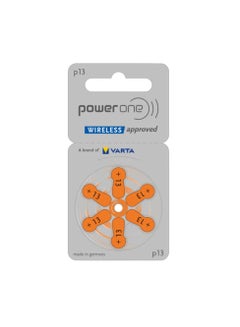 Buy 6-Pieces Power One Zinc Air Hearing Aid Batteries Size 13 in UAE