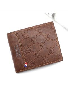 Buy Men's Casual Short Wallet 7 Card Position Card Holder Id Bag 11.5*9.5*1.5 cm Brown in Saudi Arabia