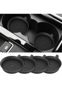 Buy Car Coasters 4 Pack Silicone Car Cup Coasters Cup Mats Universal Non Slip Recessed Car Interior Accessories Car Cup Holder Insert Coasters Black in Saudi Arabia