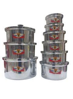 Buy 9 Piece Aluminum Cookware Pot Set Silver 34cm in Saudi Arabia