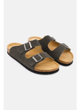 Buy Men Plain Slip On Cork Sandals, Dark Grey in Saudi Arabia