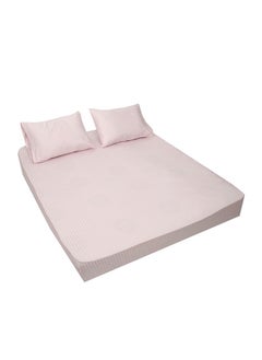 اشتري MEHALLA Fitted Sheet Set - Satin Stripe 1cm - Single Rose في مصر