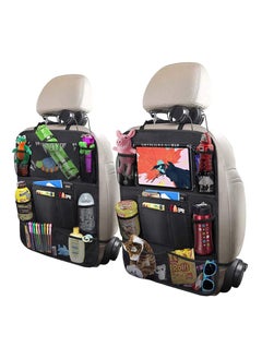 Buy Car Backseat Organizer with 10" Table Holder, 9 Storage Pockets Seat Back Protectors Kick Mats for Kids Toddlers, Travel Accessories, 2 Pack in Saudi Arabia