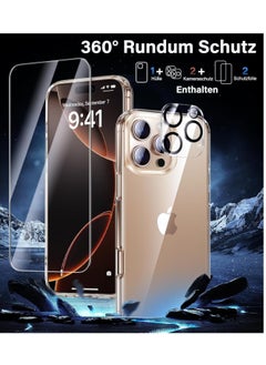 Buy iPhone 16 Pro Max Case, Clear Cover with 1Pcs Screen Protector 1Pcs Lens Protector,Cleaning Kit,Shockproof Case Military Grade Protection Bumper Case Cover for iPhone 16 Pro Max (Transparent) in UAE