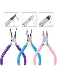 Buy SHOWAY 3pcs Jewelry Pliers Wire Cutter Pliers Needle Nose Pliers for Home Jewellery Making Wire Wrapping DIY Crafts in Saudi Arabia