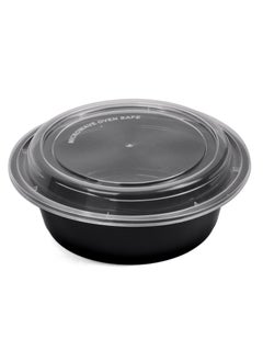 Buy Disposable Round (32oz) Black Base Microwaveable Food Container with Lids Lunch Box Storage Take Away in UAE