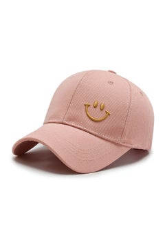 Buy Smiley Face Cotton Baseball Cap Adjustable Low Profile Unstructured Hat for Women Versatile Washed with Ponytail Hole High Messy Bun Ponycap in Saudi Arabia