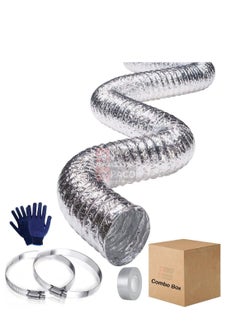 Buy RACO Aluminum Duct Flexible Hose Dryer Vent Hose 12 Inches for Air Ducting with Gloves, Tape and 2 Clamps. in UAE