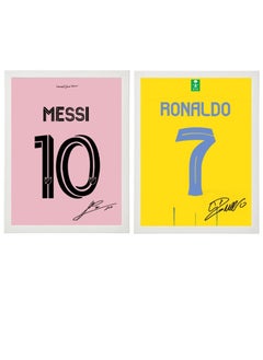 Buy Set of 2, Lionel Messi and Cristiano Ronaldo Autographed Jersey - Framed Poster 50x40cm - CR7 -Football Memorabilia, Soccer Collectible, Gift for Fans in UAE