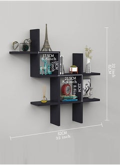 Buy Criss Cross Intersecting Floating Shelf Rustic Wall Mount Wall Shelf For Bedroom Cube Grid Display Case Floating Organizer Rack For Kitchen Badroom in UAE