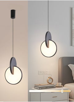 اشتري Modern LED Pendant Light Fixture, 8W Dimmable Round Shape LED Ceiling Light with Adjustable Height, 3000K-6000K Color Temperature, 4.72" Diameter for Kitchen/Bedroom/Living Room, Black في الامارات