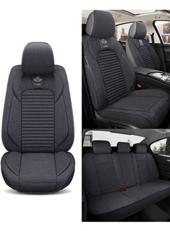 Buy Car Seat Covers Full Set Universal Flax Spring and Summer Automotive Vehicle Cushion(Dark Grey) in UAE