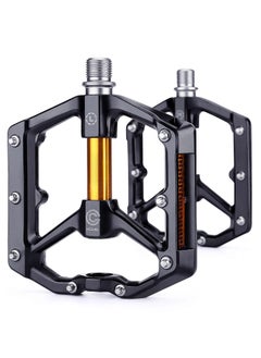 اشتري Bike Pedals, Aluminum Alloy Bicycle Pedals, Mountain Bike Pedal with Removable Anti-Skid Nails for Road/MTB Bike, Gifts for Cycling Enthusiasts (Black) في السعودية