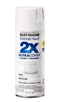 Buy Rust-Oleum 2X Ultra Cover 12oz Semi-Gloss White - Spray Paint, Durable, Smooth Finish in UAE