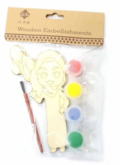 Buy Wood coloring set for girls with colors and a coloring brush in UAE