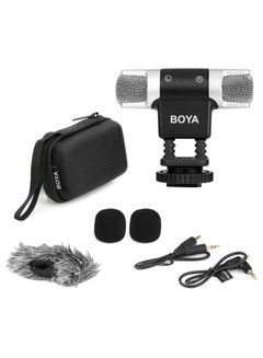 Buy Boya MM3 Compact Condenser Stereo Video Microphone with Shock Mount, Foam & Deadcat Windscreens, Case in Egypt