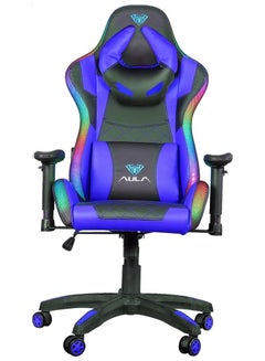 Buy F8041 Gaming Chair with RGB LED Light Adjustable Reclining Back and Armrest Blue in UAE