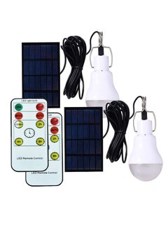 اشتري Solar Light Bulb Remote Control, 350LM Portable Outdoor Solar Powered Lamp LED Lighting for Camp Tent Night Fishing Emergency Lights Flash (Pack of 2+Remote Control) في الامارات