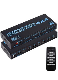 اشتري محدد مصفوفة 4×4، مصفوفة HDMI 4k 4 مداخل و4 مخارج HDMI ماتريكس 2.0 منافذ 4×4 يدعم 4K@60 هرتز 4K دولبي فيجن تقنية المدى الديناميكي العالي HDR اتش دي سي بي 2.2 يدعم جهاز التحكم عن بعد في مصر