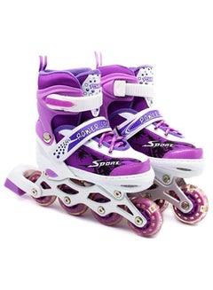 اشتري Inline Skates Adjustable Size Roller Skates with Flashing Wheels for Outdoor Indoor Children Skate Shoes for Boys and Girls Purple Colour في الامارات