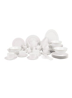 Buy 58Pcs White Premium Porcelain Dinner Set - Serving Utensils - Porcelain Plate Set in Saudi Arabia