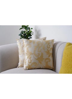 Buy Glamour 2 Piece Filled Cushion Set 45x45Cm Gold in UAE