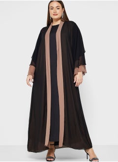 Buy Contrast Panel Detail Abaya in UAE