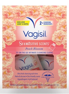 Buy Vagisil Scentsitive Scents Peach Blossom Intimate Cleansing Wipes 16 Count in UAE