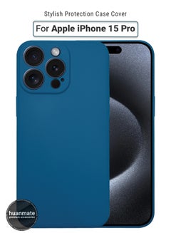 Buy Apple iPhone 15 Pro Silicone Cover Dark Blue - Premium 2.0mm TPU Silicon, Enhanced Camera Protection with Lens Shield, Shockproof & Water-Proof Cover for Apple iPhone 15 Pro in Saudi Arabia