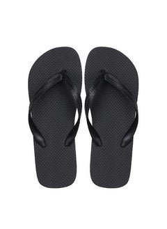 اشتري Black slippers factory wholesale solid color flip-flops mens summer fashion casual simple flat foot beach slippersRC01 RC01 في الامارات