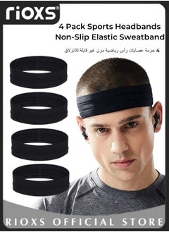 Buy 4 Pack Elastic Sports Headbands Non-Slip Sweatband Great for Sports Yoga Pilates Running Gym Workout Baseball and Casual Wear in UAE