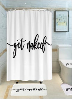 اشتري 1-Piece Waterproof Shower Curtains With Letter Pattern Polyester White/Black 180x180 Centimeter في الامارات