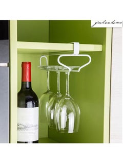 اشتري Wine Glass Racks, Under Cabinet Wine Glasses Holder Stainless Steel Stemware Rack, Hanging Stemware Holder Wine Glass Storage Hanger Metal Organizer for Cabinet Kitchen Bar Decor, No-Drilling White في الامارات