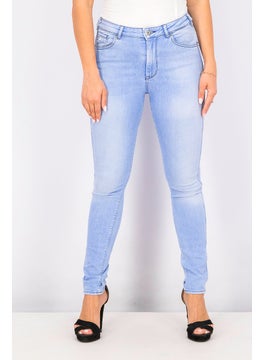 Buy Women Skinny Fit Wash Stretchable Jeans, Light Blue in Saudi Arabia