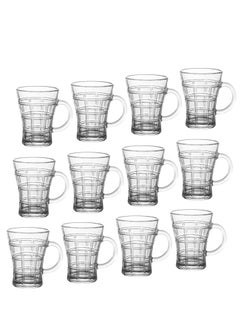 Buy 12-piece clear glass tea cup set Capacity 235 mm in Saudi Arabia